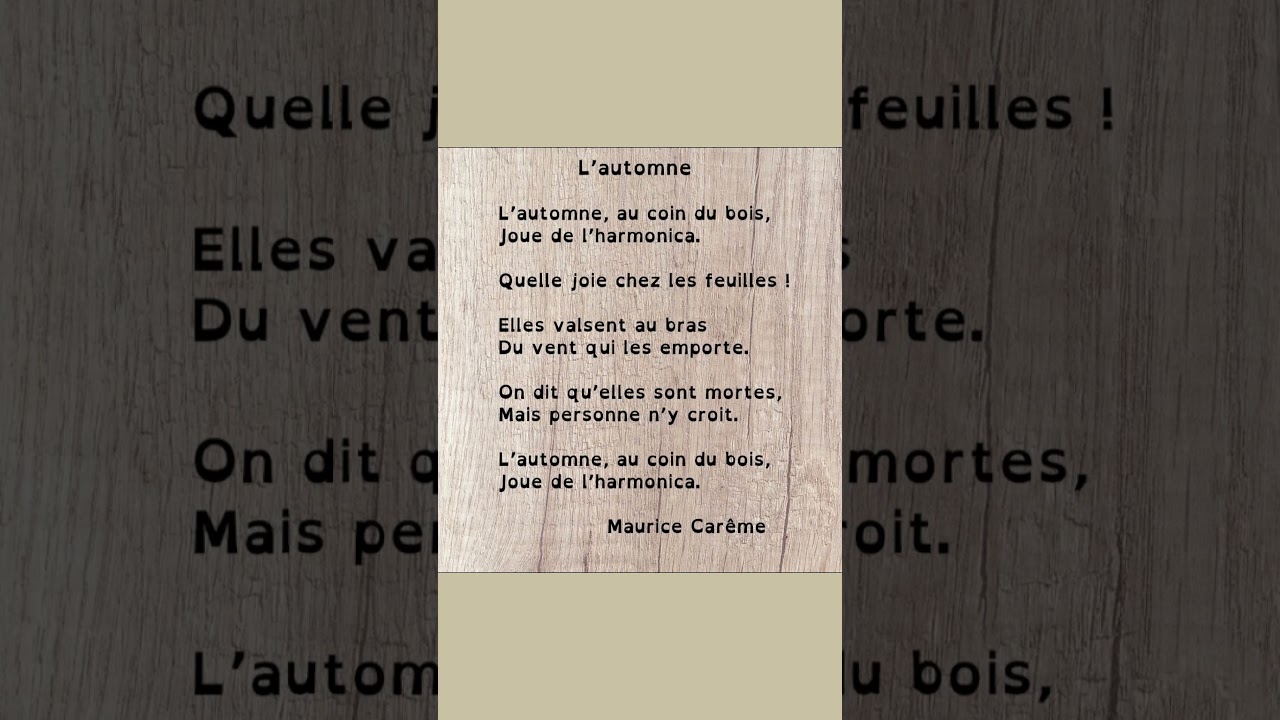 🍁 Découvrez « L'automne » de Maurice Carême, un poème sur les couleurs et les sons de l’automne.