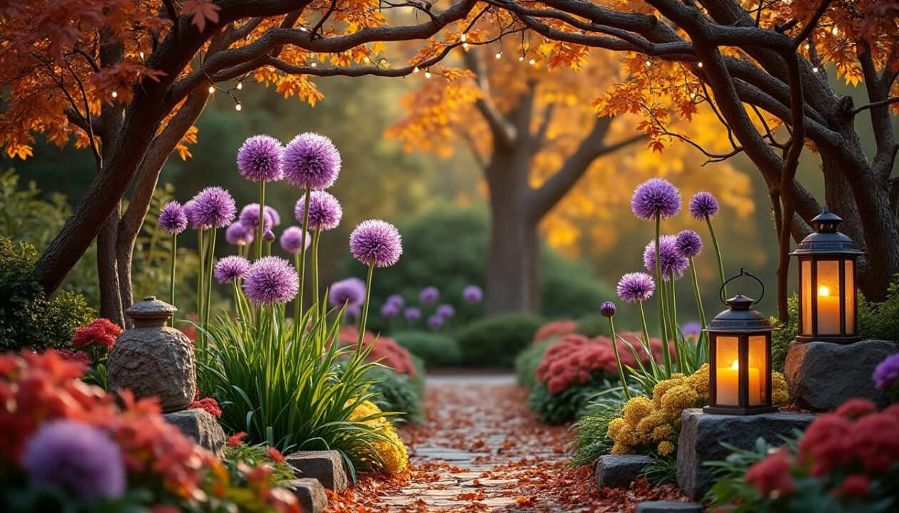 découvrez comment le jardin de cheverny se transforme en un spectacle féerique d'automne avec des alliums géants et une décoration enchantée, alliant nature et magie.
