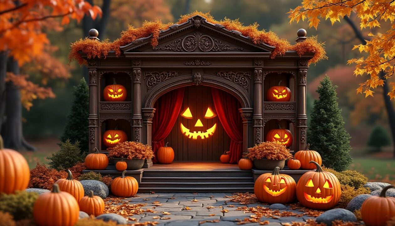découvrez ce théâtre en bois miniature qui transforme vos citrouilles en œuvres d'art automnales uniques, dignes des plus prestigieux jardins historiques.